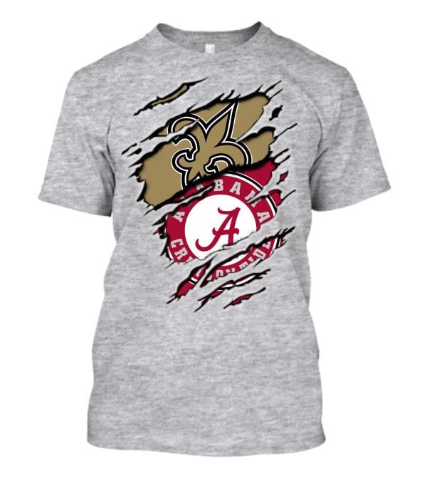 Alabama Crimson Tide New Orleans Saints Torn T-Shirt