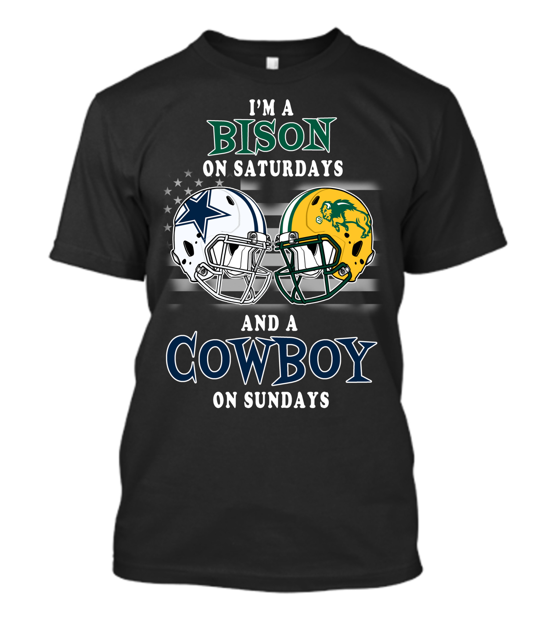 I'm A Bison On Saturdays And A Cowboy On Sundays Football Helmets T-Shirt