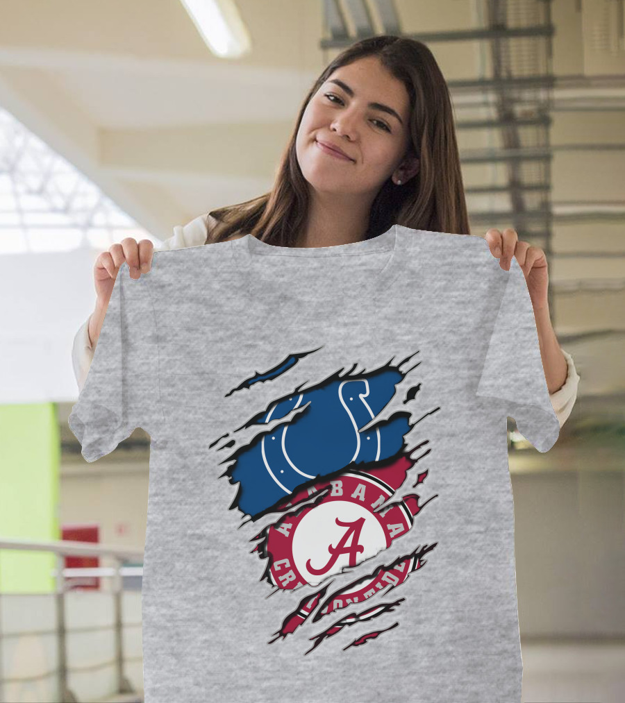 Alabama Crimson Tide Indianapolis Colts Torn T-Shirt