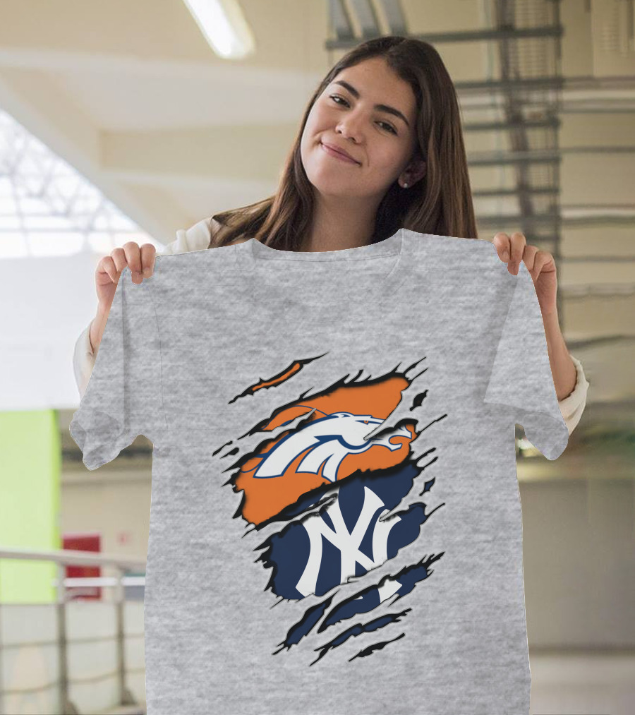 Broncos Yankees Logo Mashup T-Shirt
