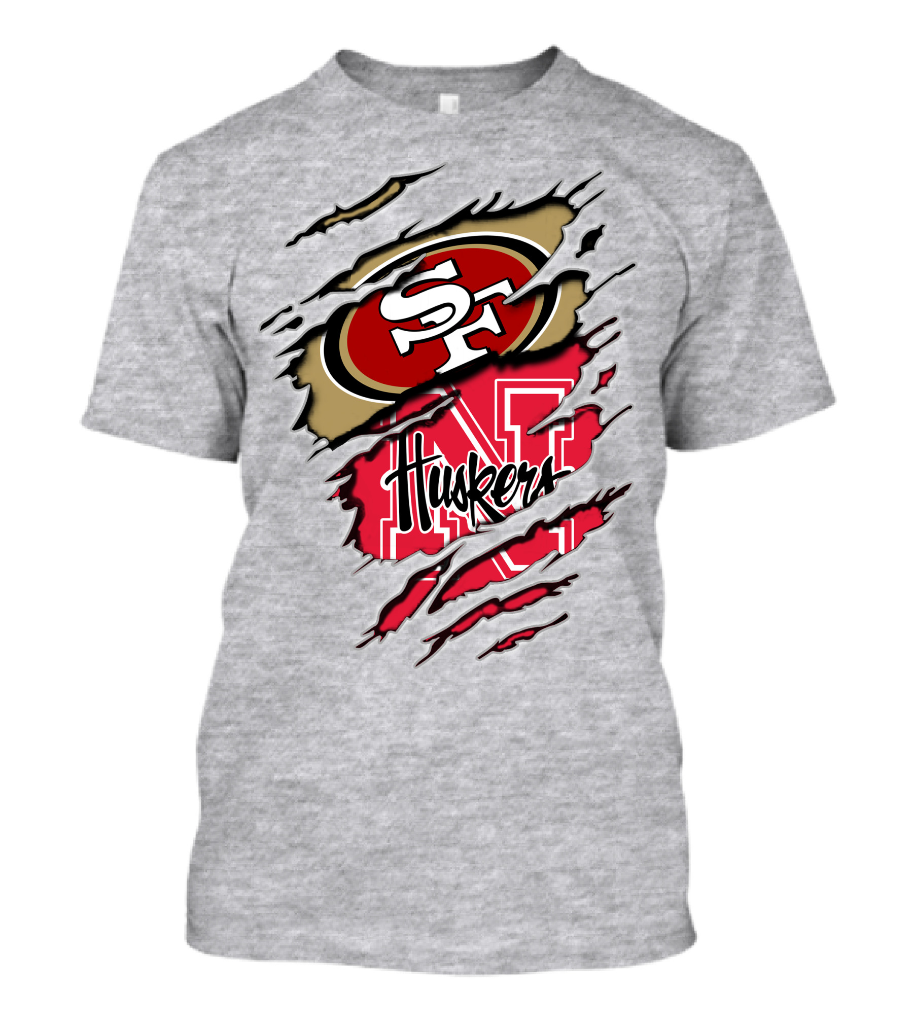 49ers Sf Logo Huskers N Cornhuskers Ripped T-Shirt