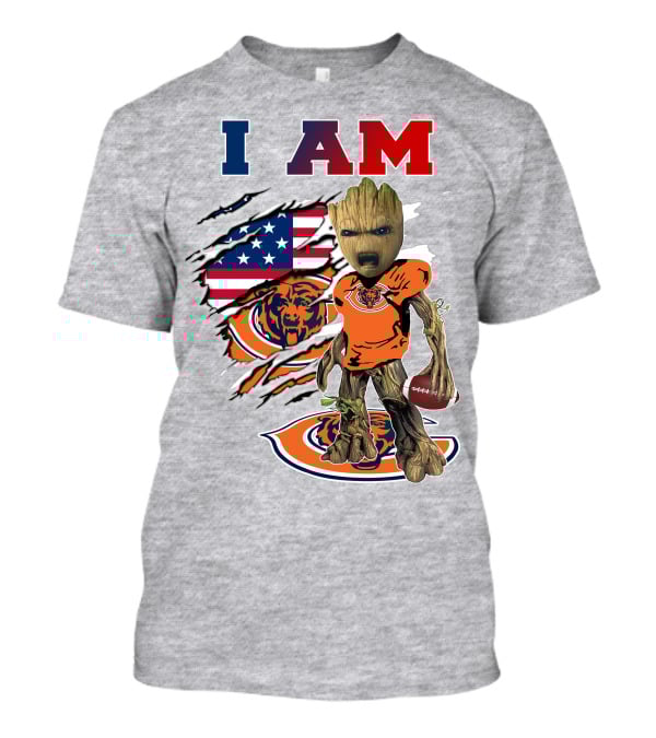 I Am Bears Groot Football American Flag T-Shirt