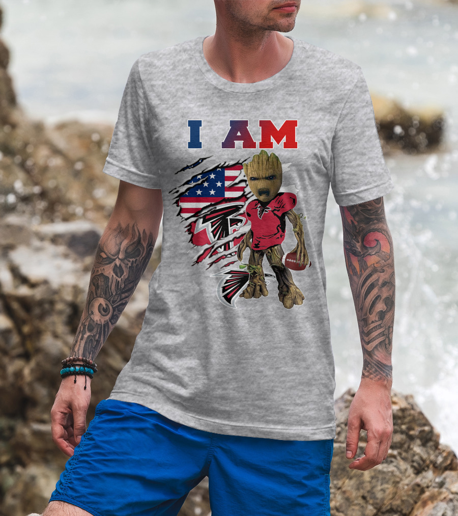 I Am Groot Falcons Football Usa Flag T-Shirt