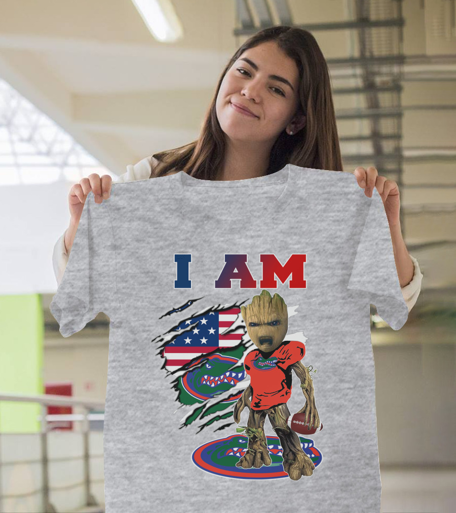 I Am Florida Gators Groot Football American Flag T-Shirt