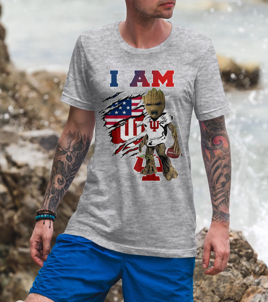 I Am Hosiers Football Groot American Flag Indiana University T-Shirt