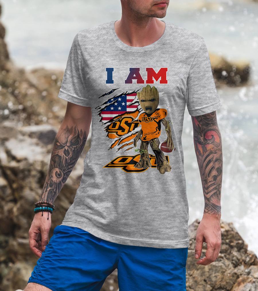 I Am Osu American Football Groot Guardians Oklahoma State University T-Shirt