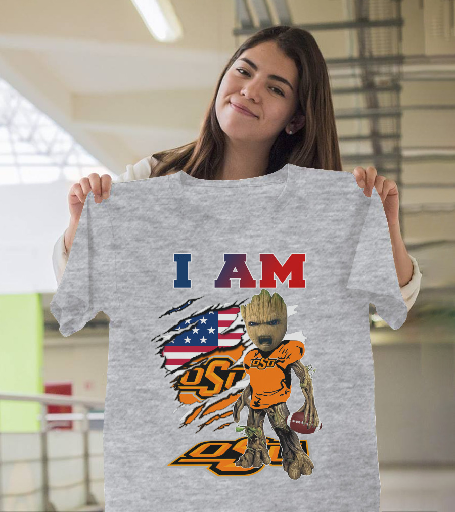 I Am Osu American Football Groot Guardians Oklahoma State University T-Shirt