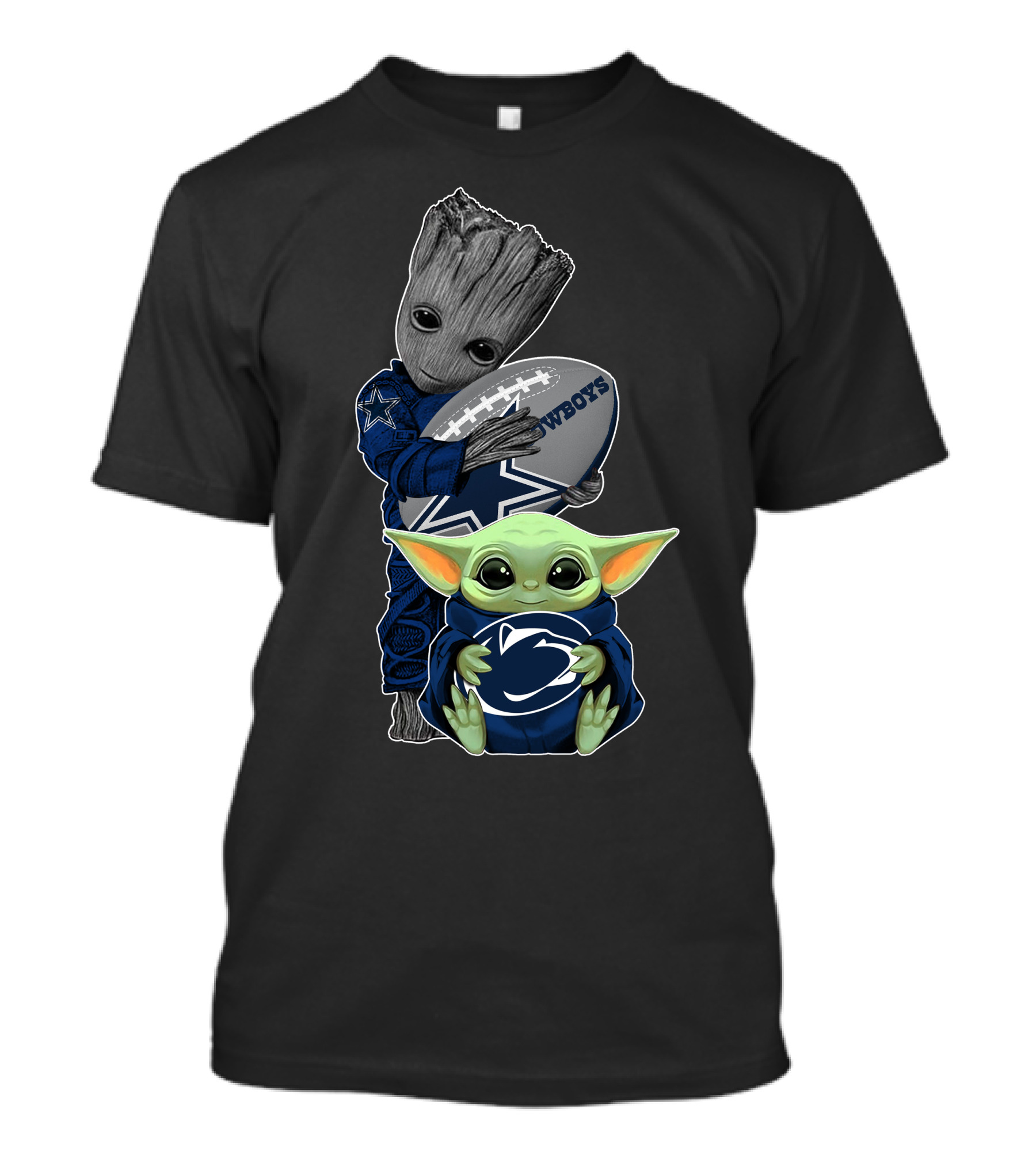 Cowboys Groot And Baby Yoda Football Team Collaboration T-Shirt