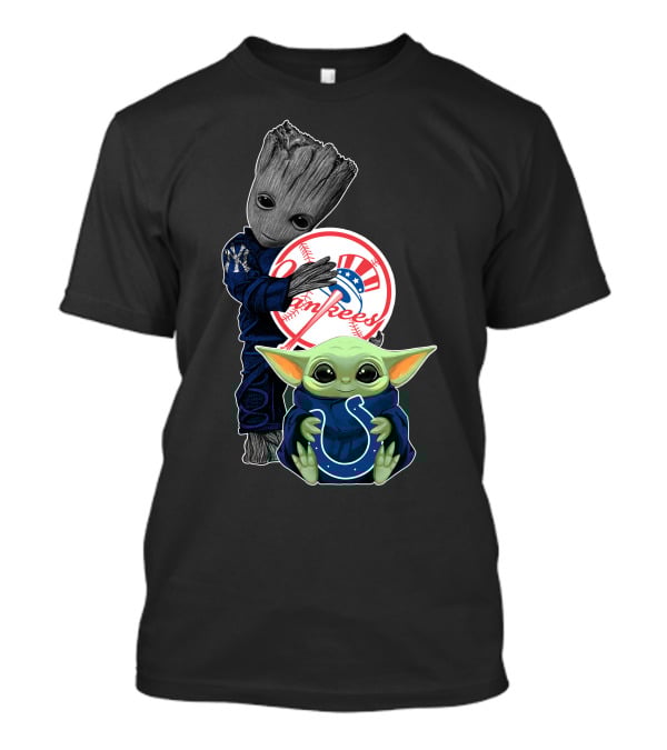 Groot Yankees Baby Yoda Colts T-Shirt