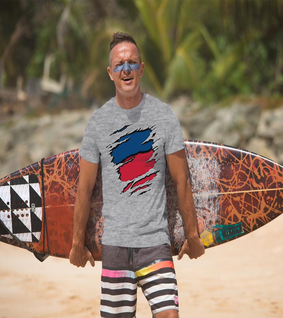 Blue And Red Claw Marks Design On Gray 5 Tshirt T-Shirt