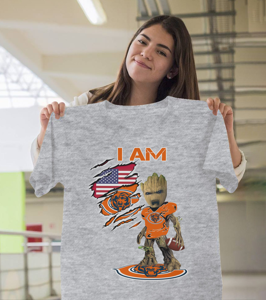 I Am Groot Chicago Bears Football Usa Flag T-Shirt