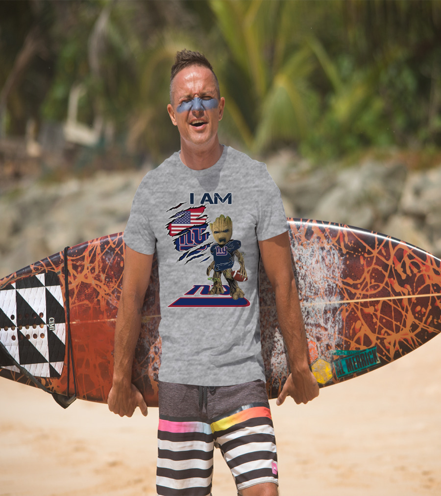 I Am Giants Baby Groot Football Usa Flag T-Shirt