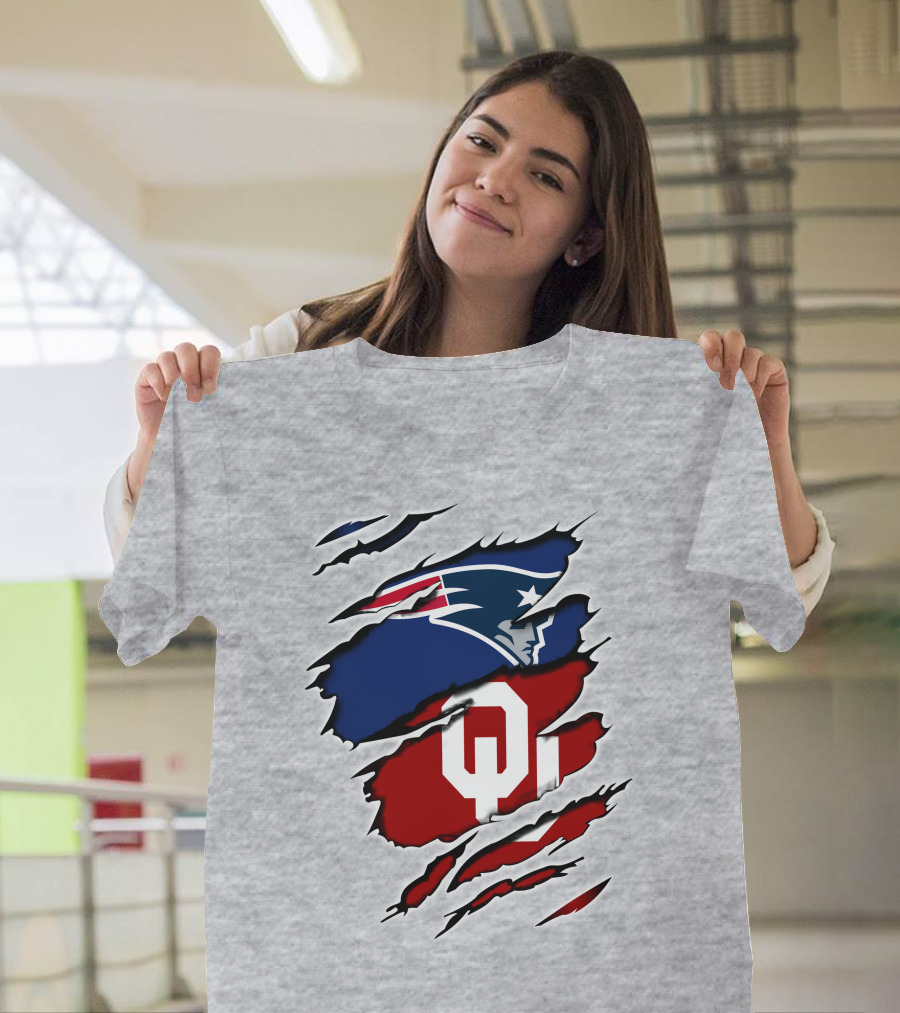 Patriots Sooners OU Logo under Patriots Emblem T-Shirt
