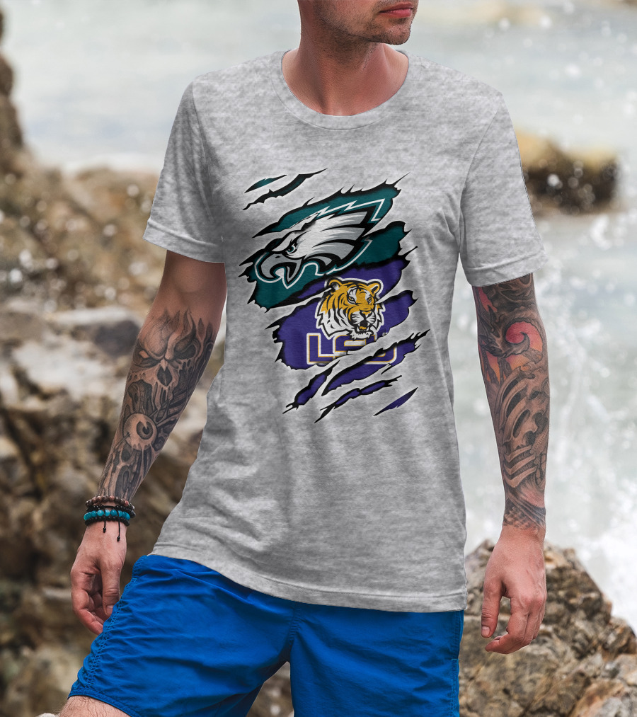 Eagles Philadelphia Tigers LSU Collaboration T-Shirt