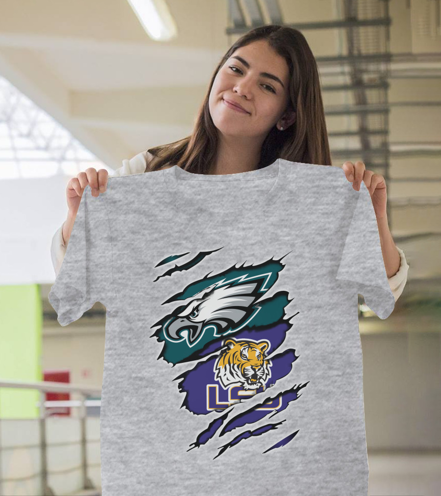 Eagles Philadelphia Tigers LSU Collaboration T-Shirt
