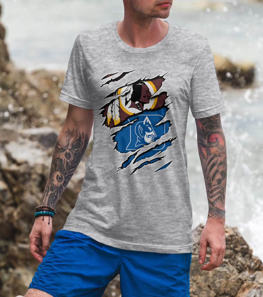 Redskins And Duke Blue Devils Iconic Logo Mashup T-Shirt