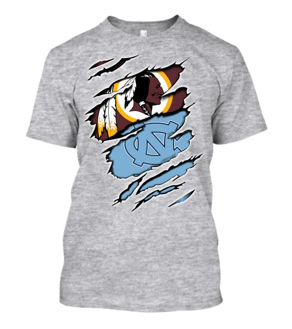 Washington Redskins North Carolina Tar Heels Logo Crossover T-Shirt