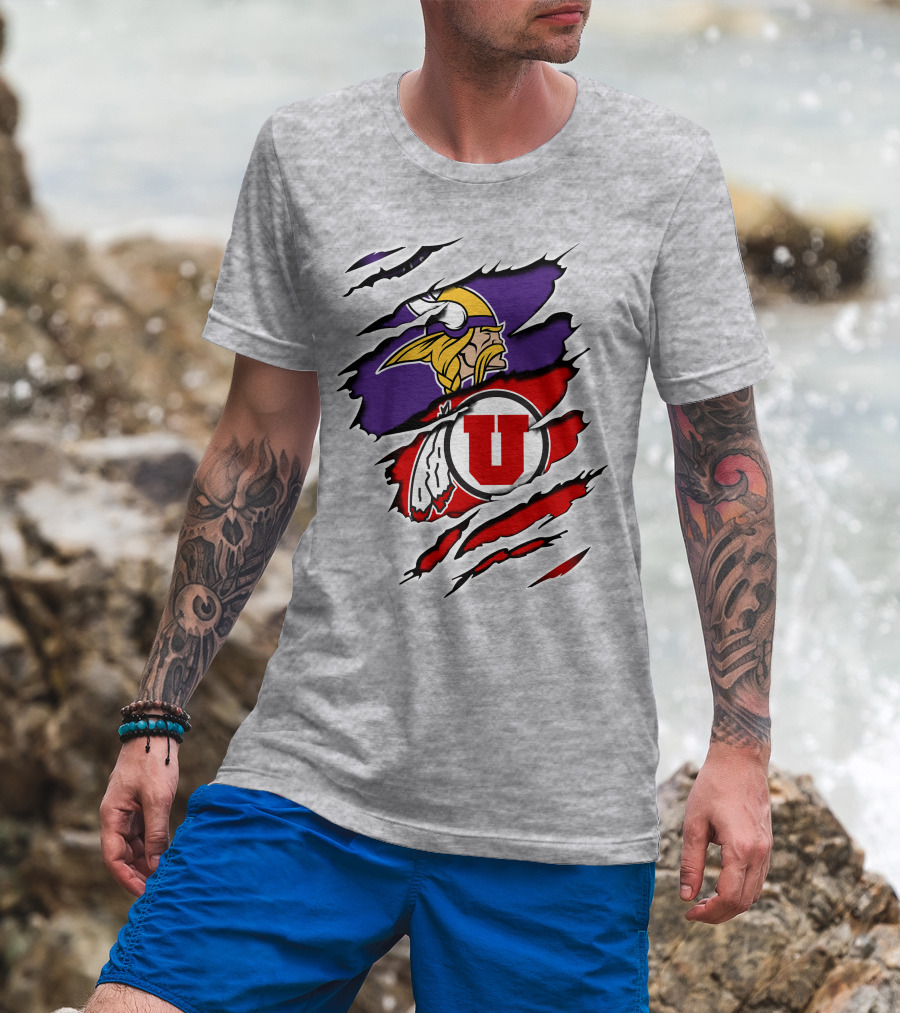 Minnesota Vikings Utah Utes Crossover Emblem T-Shirt