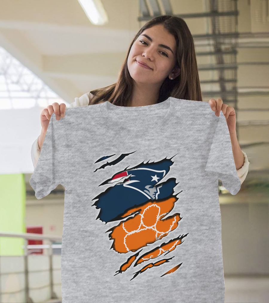 Patriots Clemson Tiger Paw Logo Fusion T-Shirt