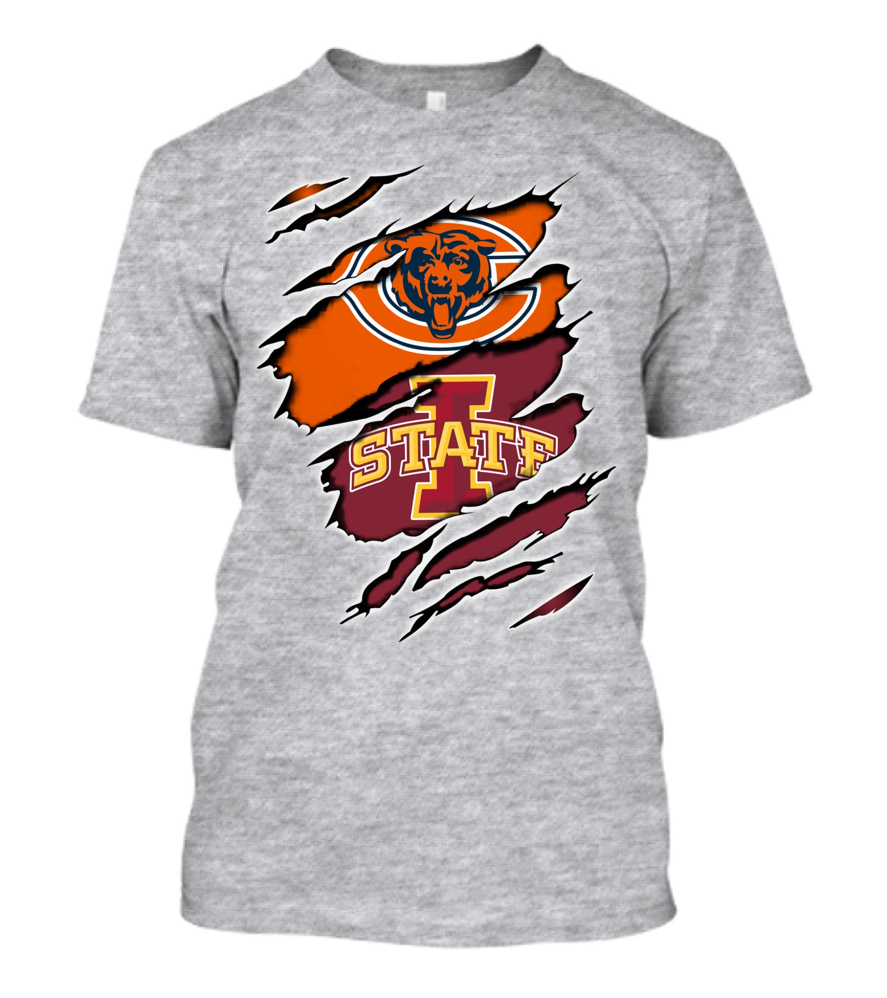Chicago Bears Iowa State Cyclones Torn Claw T-Shirt