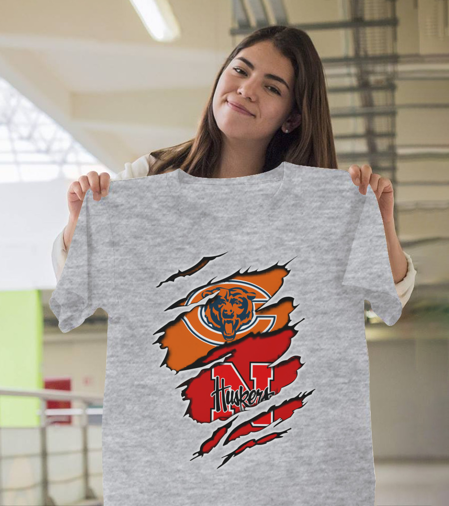 Chicago Bears Nebraska Cornhuskers Logo Claw Marks T-Shirt
