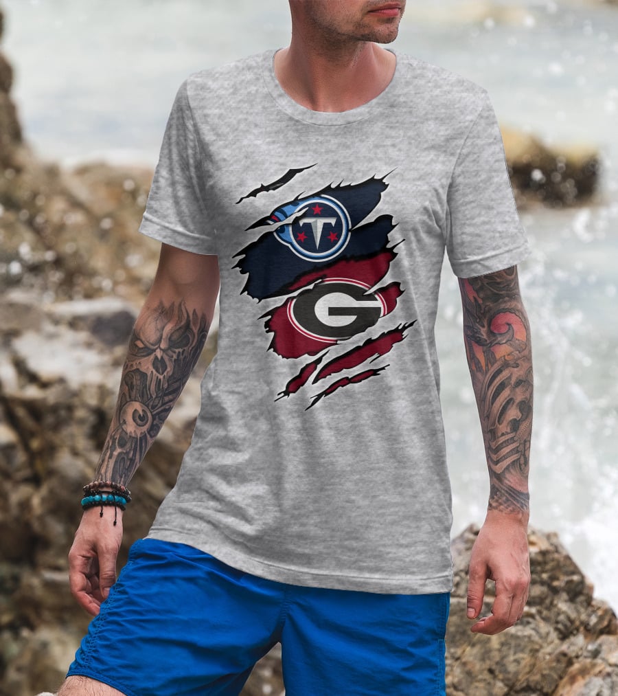 Tennessee Titans Georgia Bulldogs Claw Marks T-Shirt
