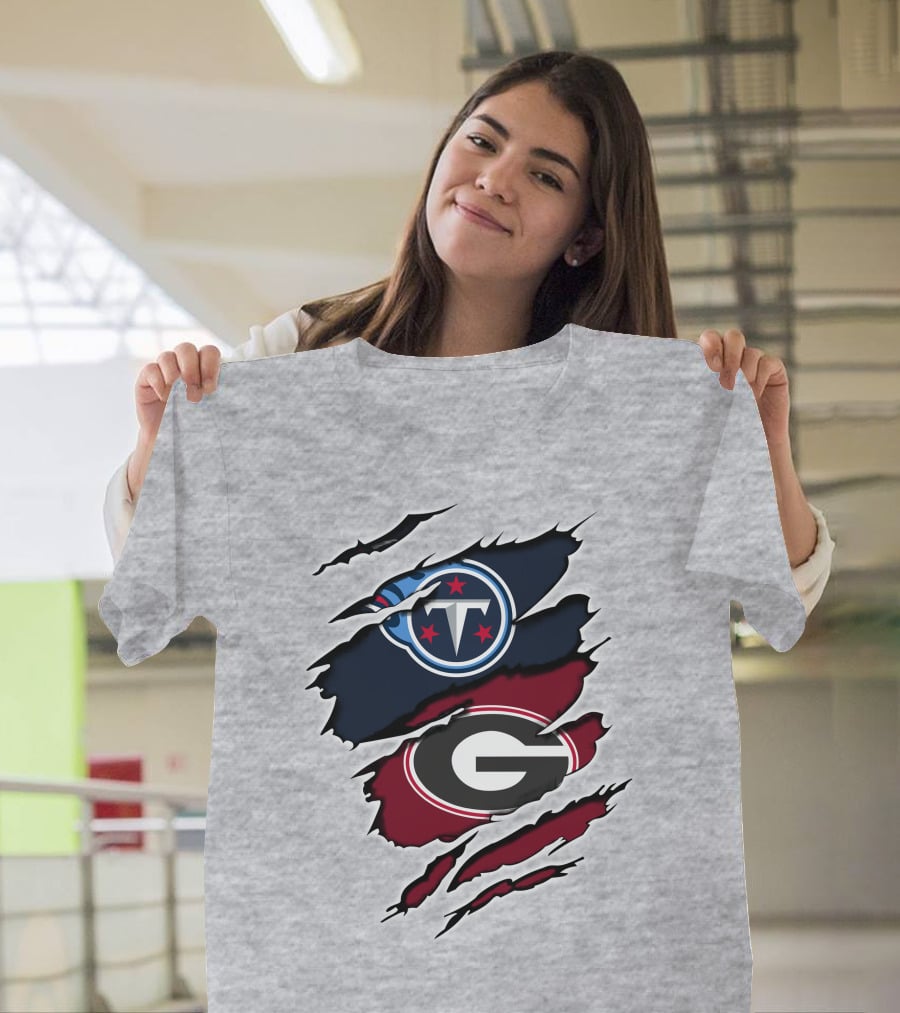 Tennessee Titans Georgia Bulldogs Claw Marks T-Shirt
