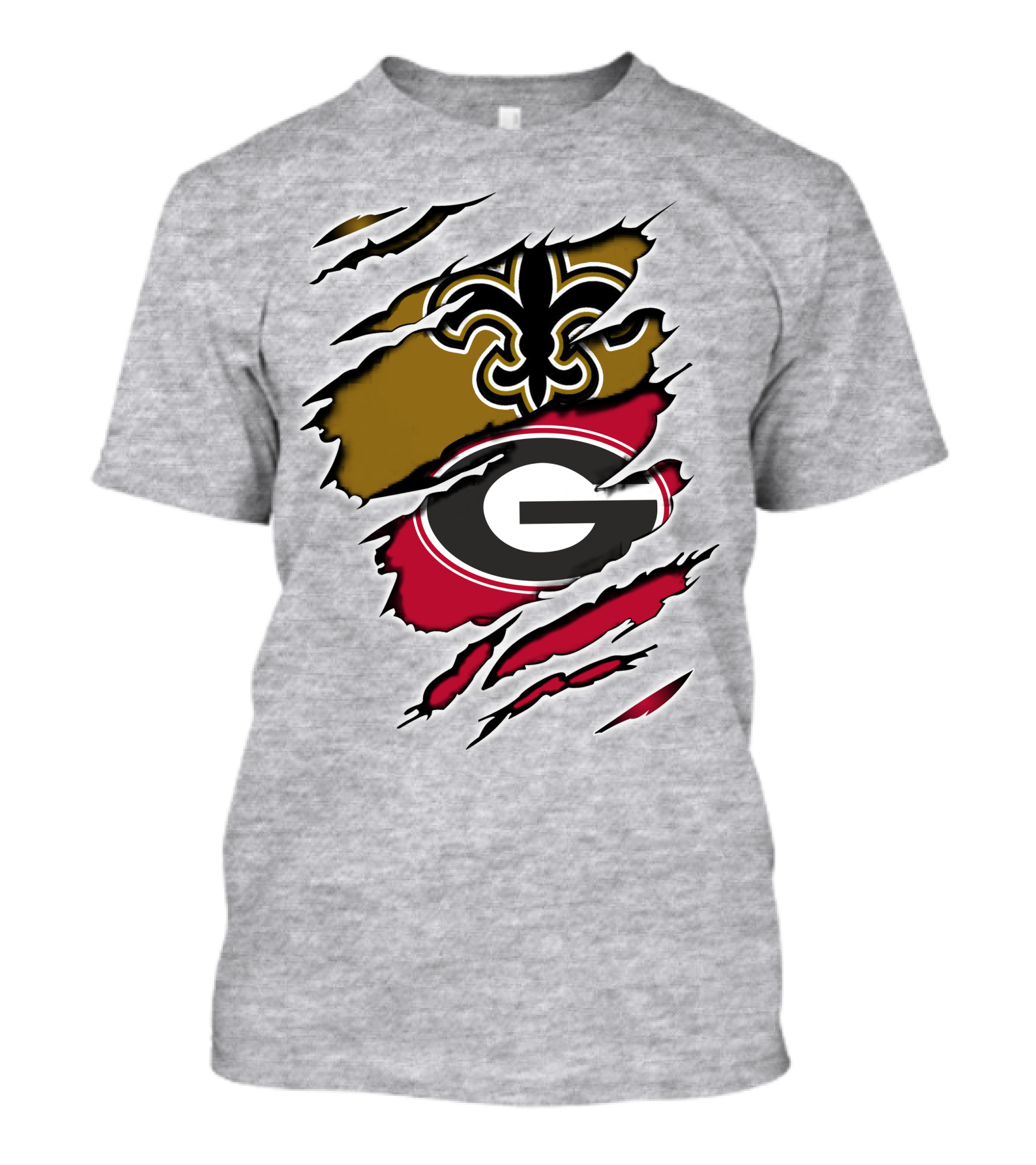 New Orleans Saints Fleur-De-Lis Georgia Bulldogs Logo Fusion T-Shirt