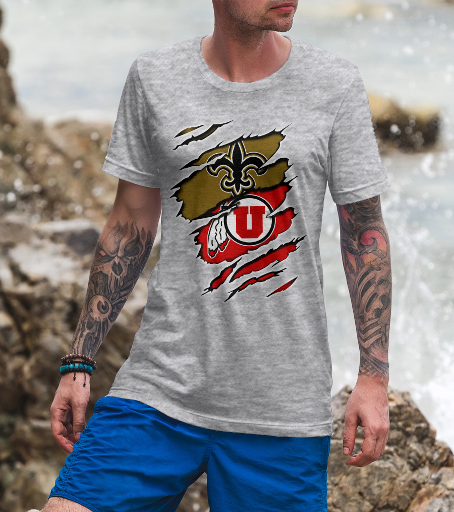 New Orleans Saints Utah Utes Fusion Fan Gear T-Shirt