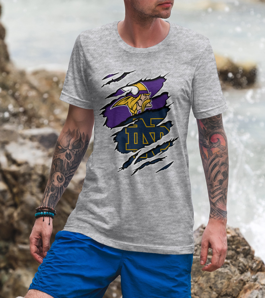 Minnesota Vikings Notre Dame Fighting Irish Collaboration T-Shirt