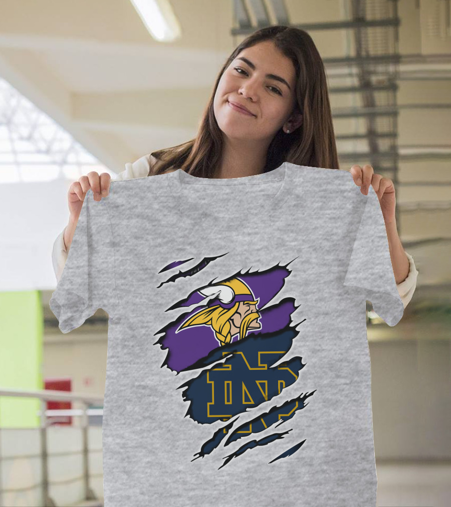 Minnesota Vikings Notre Dame Fighting Irish Collaboration T-Shirt