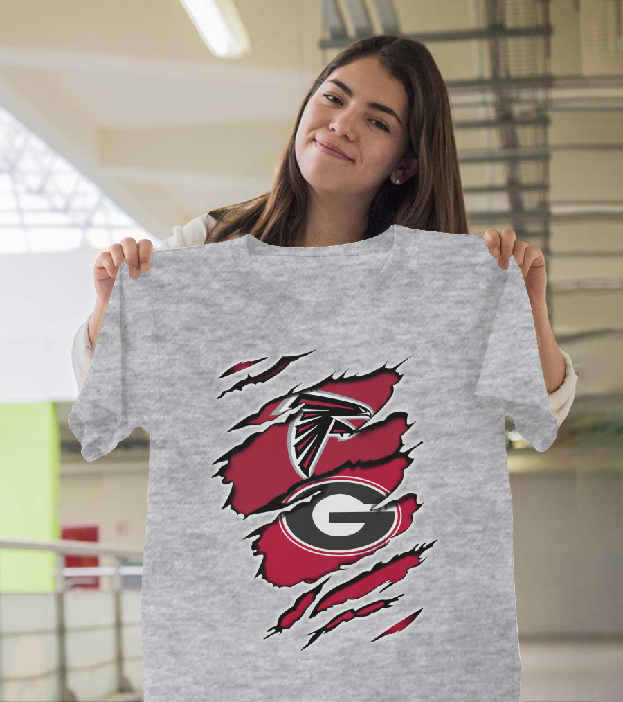 Atlanta Falcons Georgia Bulldogs Claw Mark Logo Fusion T-Shirt