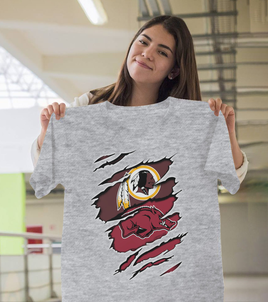 Redskins And Arkansas Razorbacks Claw T-Shirt