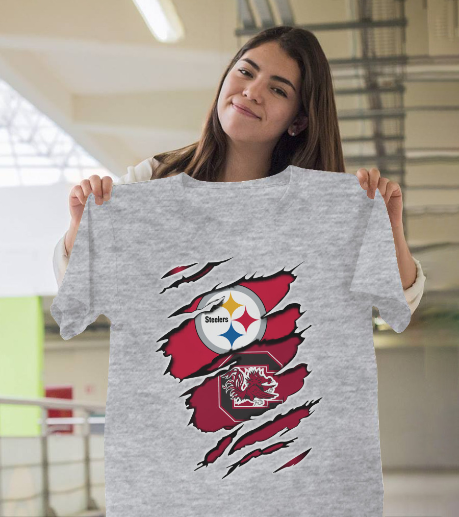 Steelers Gamecocks Ripped T-Shirt