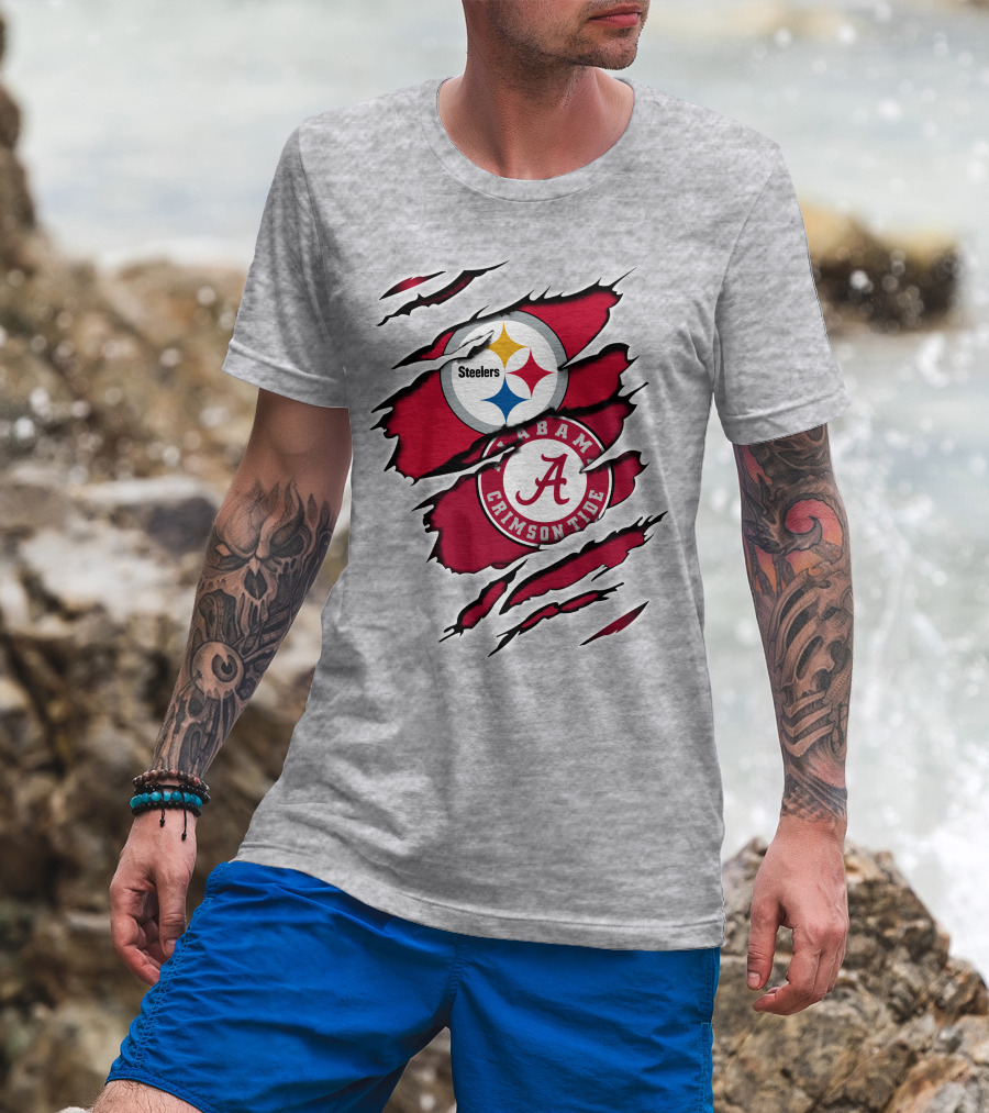 Steelers Alabama Crimson Tide Fan Logo Collaboration T-Shirt