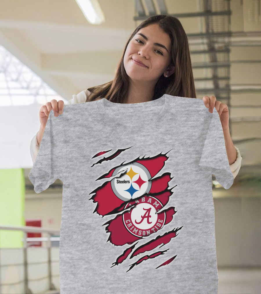 Steelers Alabama Crimson Tide Fan Logo Collaboration T-Shirt
