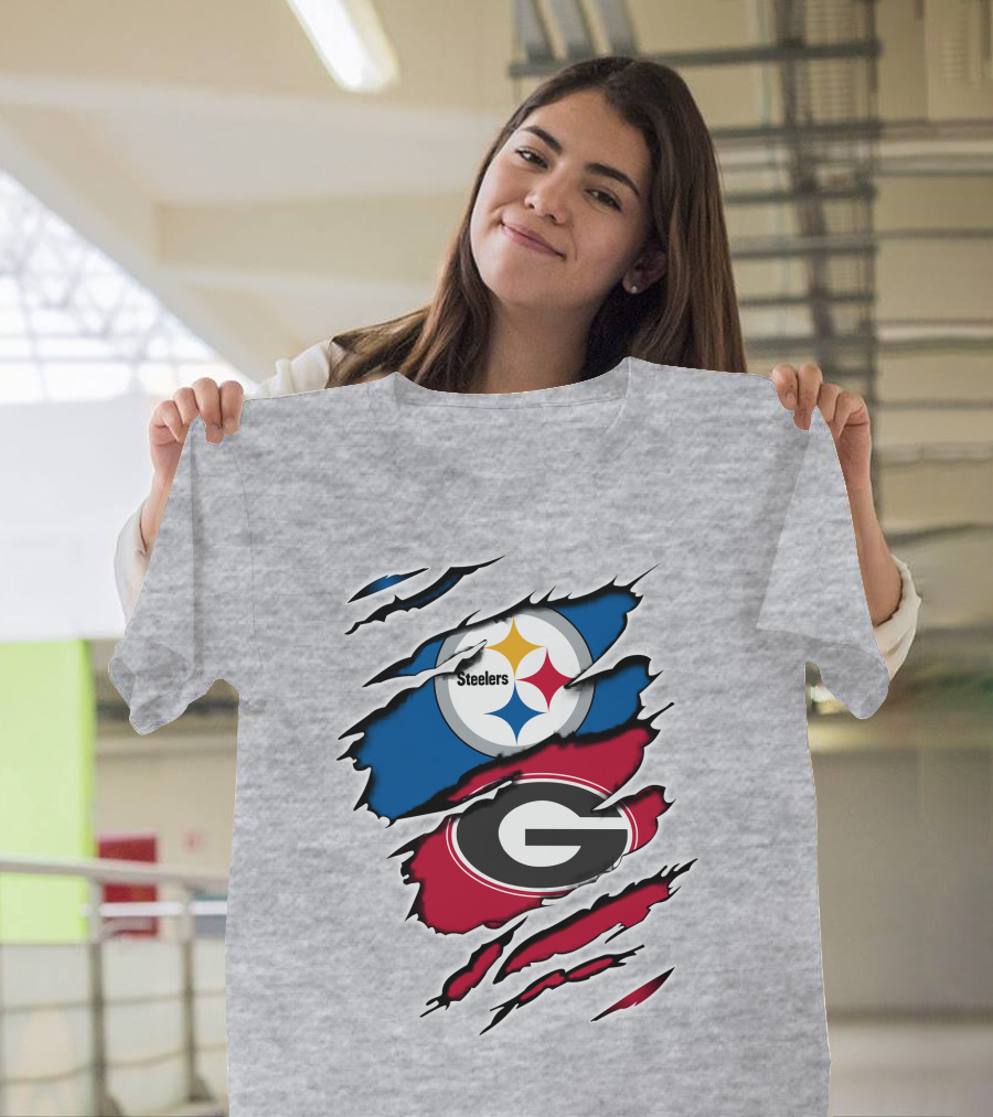 Steelers Georgia Bulldogs Fan Crossover T-Shirt