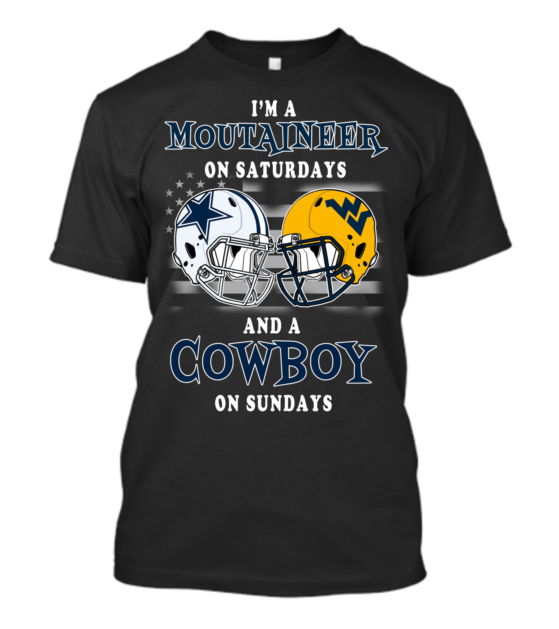 I'm A Mountaineer On Saturdays And A Cowboy On Sundays Helmet T-Shirt