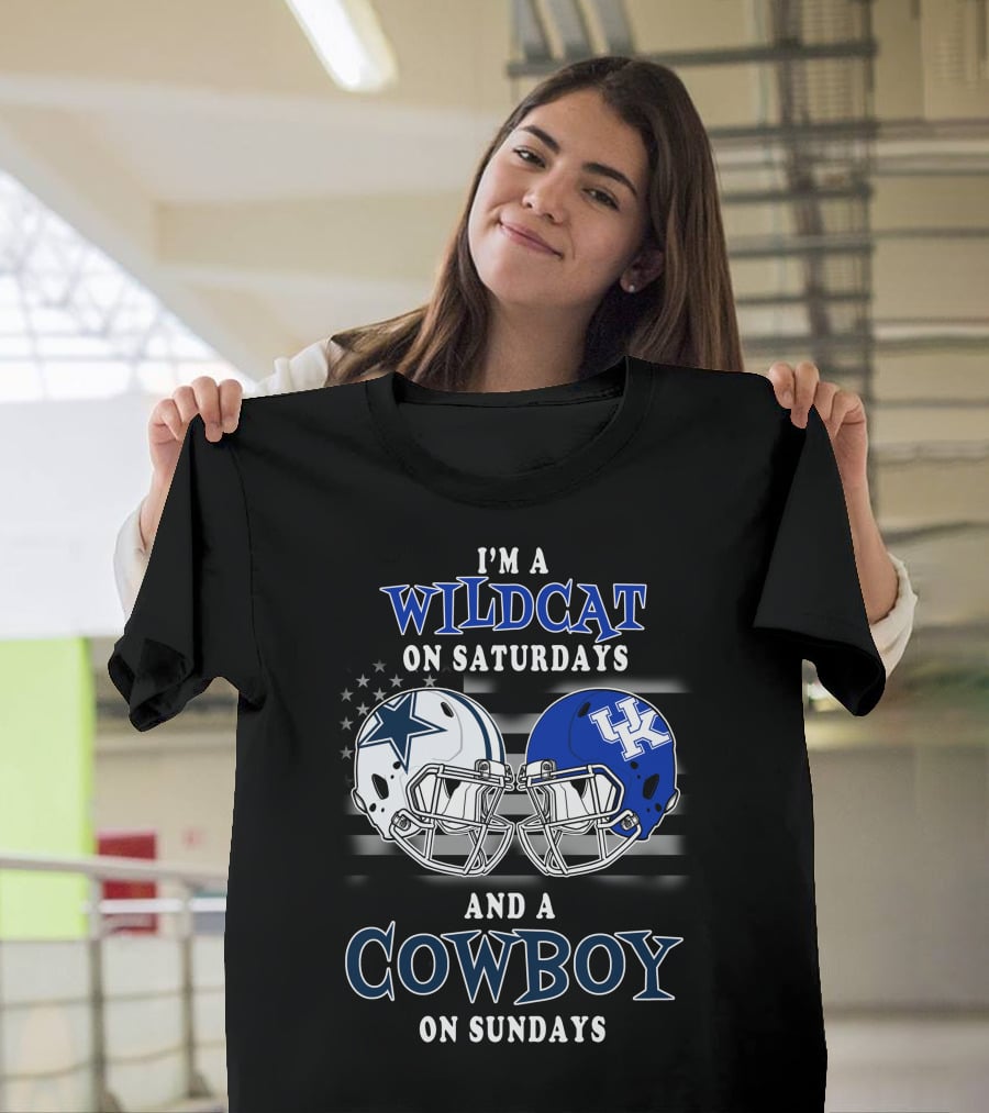 I'm A Wildcat On Saturdays And A Cowboy On Sundays Helmet Football T-Shirt