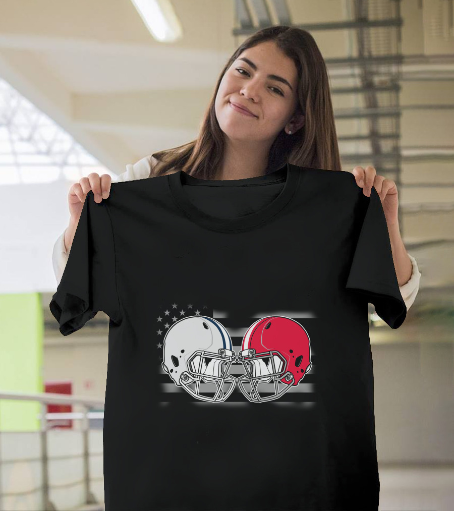 Cow Bul Football Helmets American Flag T-Shirt