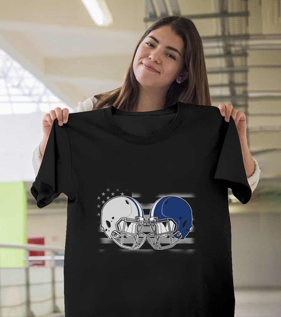 Cow Lions American Flag Football Helmets T-Shirt