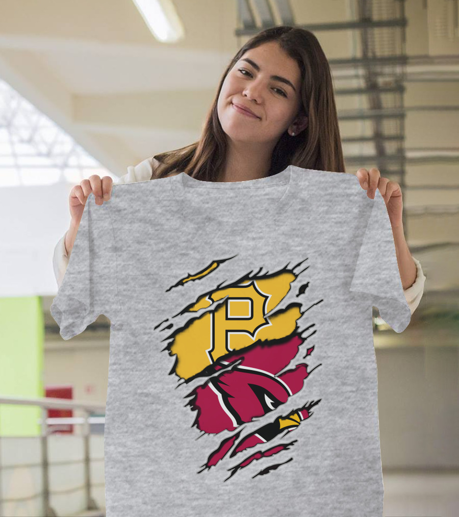 Cardinals Pirates Logos Ripped T-Shirt