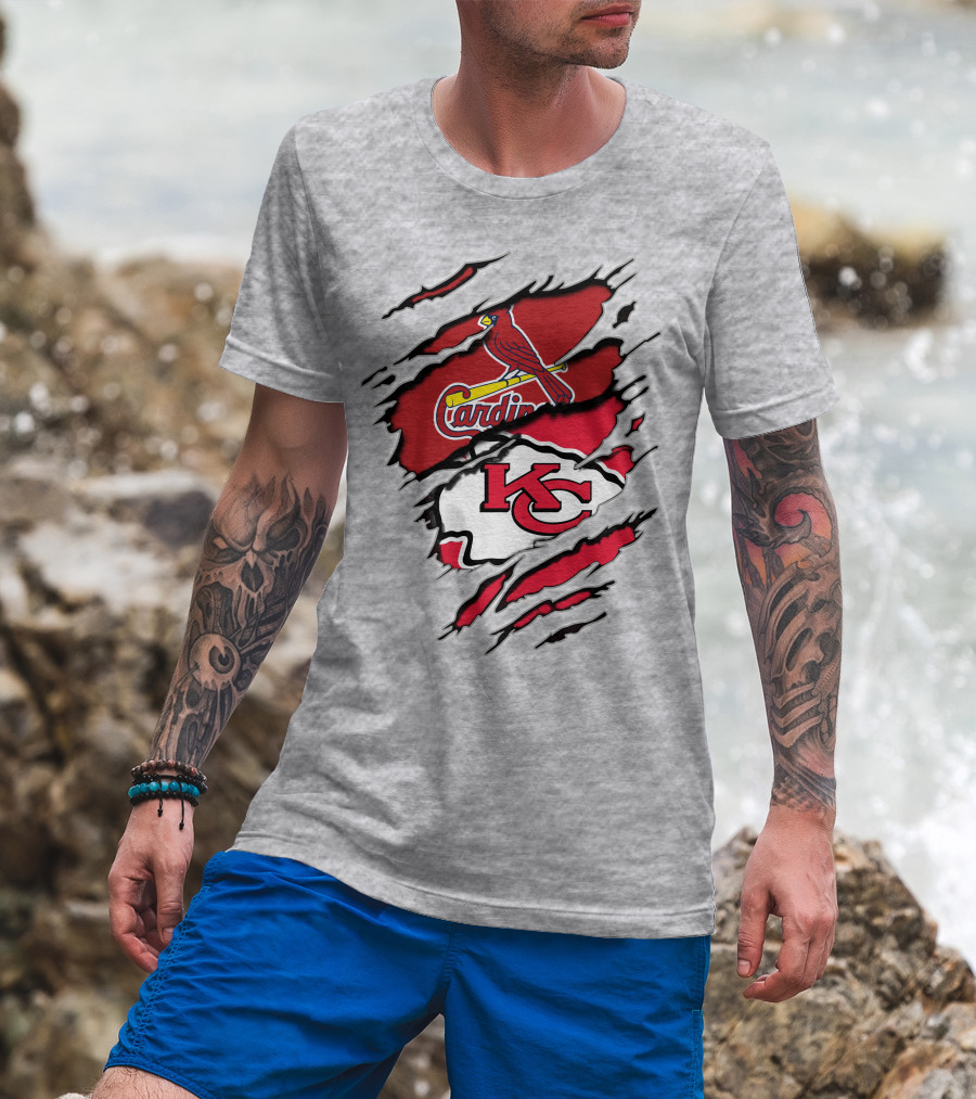 Kansas City Chiefs St. Louis Cardinals Logo Mashup T-Shirt