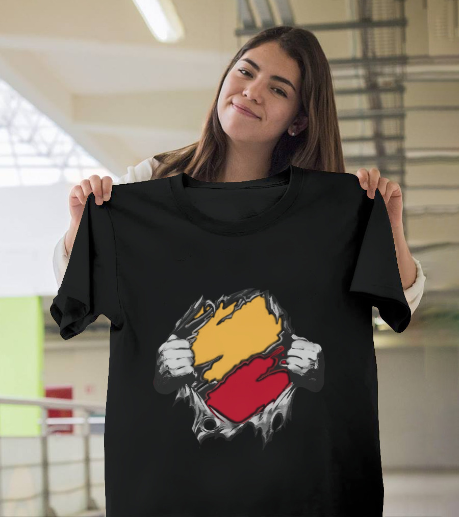 As Bold Tearaway Design In Red And Gold T-Shirt