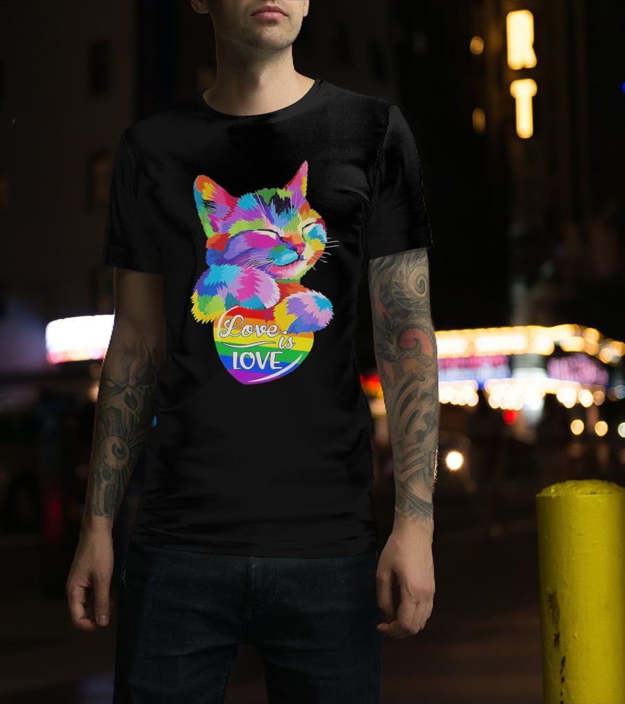 Love Is Love Rainbow Cat T-Shirt