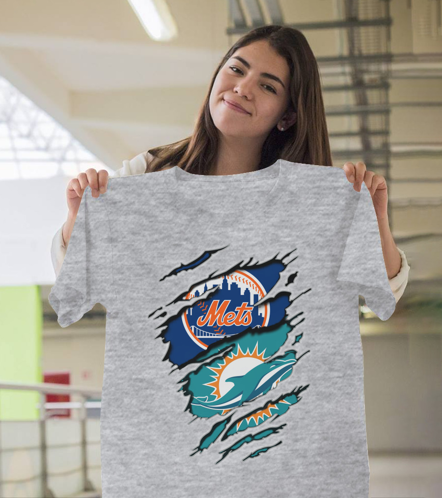 Mets Dolphins Crossover Sports Fan T-Shirt