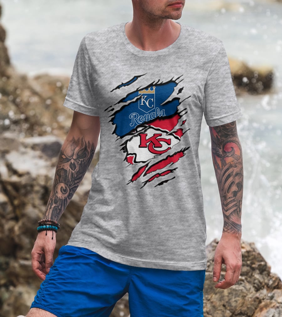 KC Royals KC Chiefs Torn Claw Marks T-Shirt