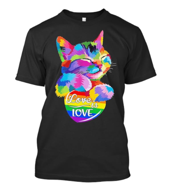 Catlove Colorful Rainbow Cat Love Is Love T-Shirt