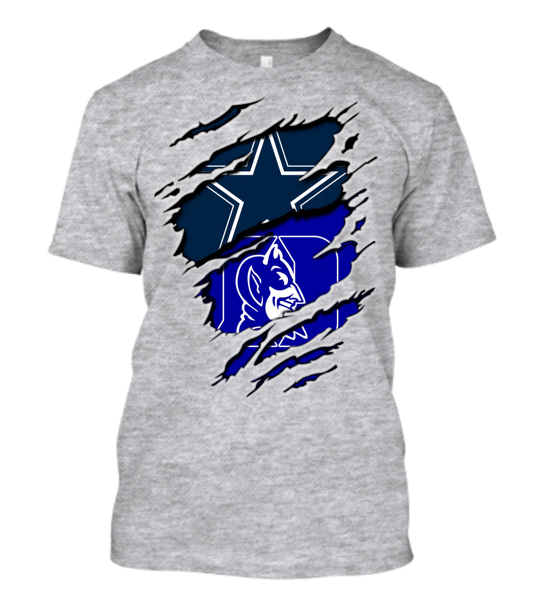 Dallas Cowboys Star And Duke Blue Devils Logo Fusion T-Shirt