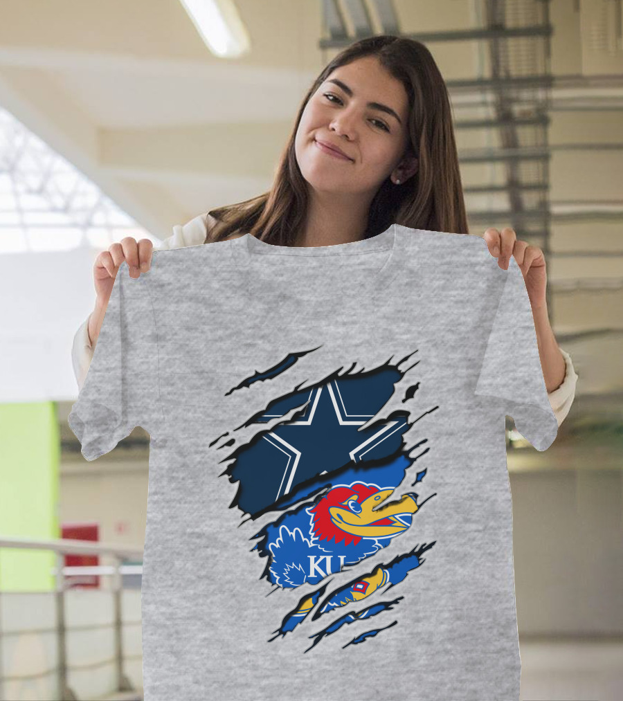 Kansas Cowboys Jayhawks KU Star Blue Red T-Shirt